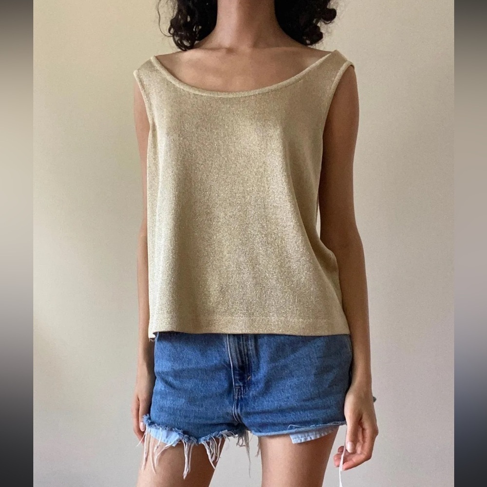 Bob Mackie studio vintage deadstock new with tags Shimmering Gold Tank Top